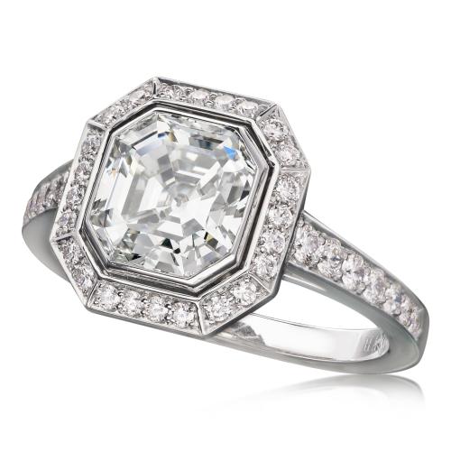 Asscher Cut Diamond And Platinum Ring