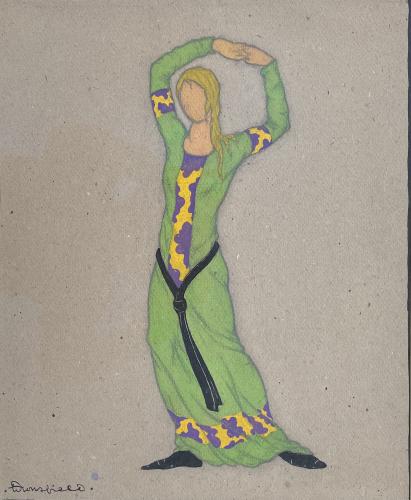 Early 20th Century British costume design watercolour by John Dronsfield