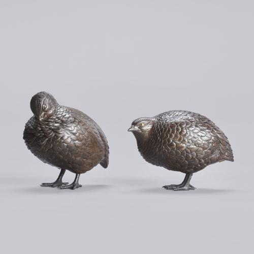 Japanese pair of bronze quails