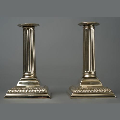 18th century English neo-classical Paktong candlesticks