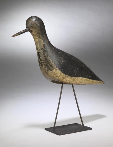 Exceptional Folk Art Oyster Catcher Decoy Of Unusual Hollow Form and Reductive Lines Hand Carved Wood Retaining Original Painted Surface Northern European, c.1900