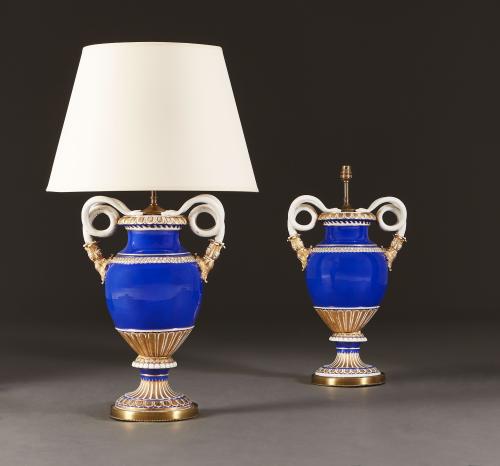 A Pair of Large Meissen Table Lamps