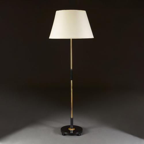Brass and Ebonised Wood Floor Lamp