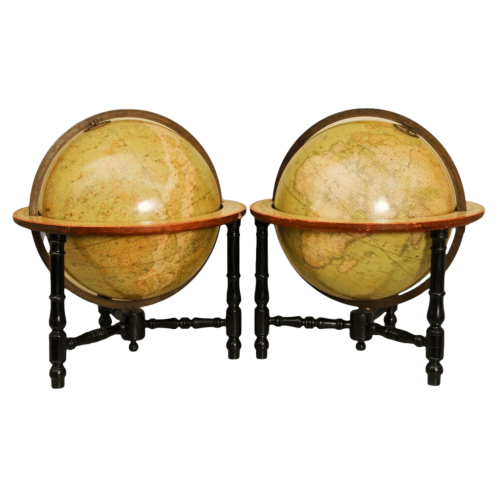 Rare and Large Pair of 18" Malby Globes in Fine Original Condition