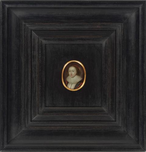 Portrait miniature of a lady by Cornelius Johnson