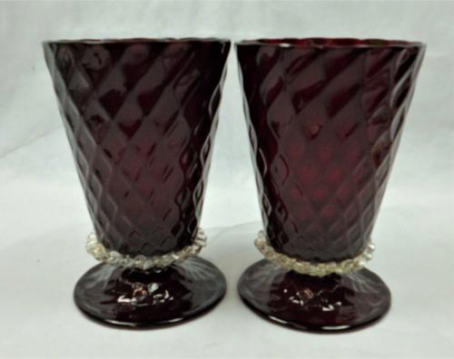 A pair of ruby red glass goblets, Venice circa 1930