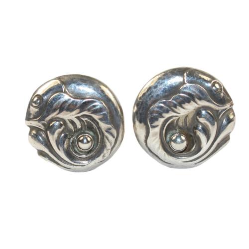 Georg Jensen Fish and Pearl Clip Earrings