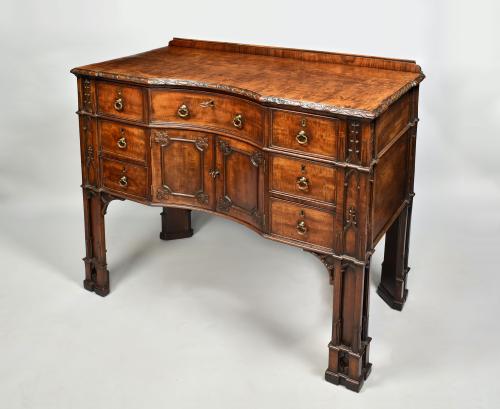George III carved mahogany writing desk in the Gothic style, perhaps by Wright and Elwick, c.1765