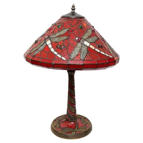 Tiffany Style Red Dragonfly Table Lamp