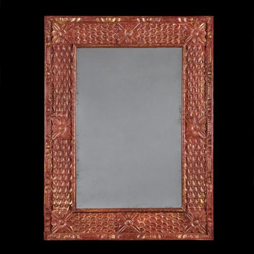 Late 19th Century Red Painted Spanish Mirror
