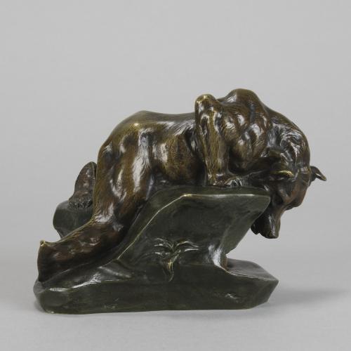 Early 20th Century bronze entitled "Bear and Rabbit" by Charles Paillet