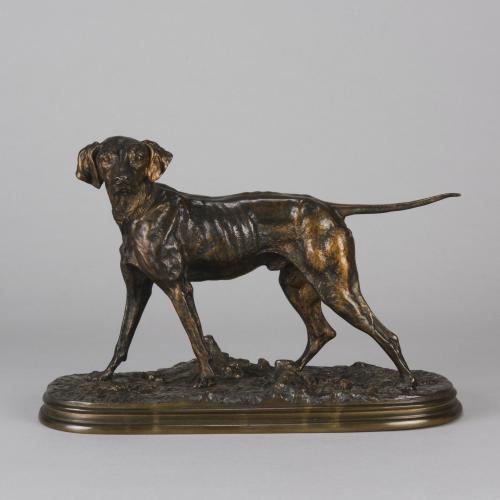 Mid 19th Century Animalier bronze entitled "Chien Braque" by Pierre Jules Mêne