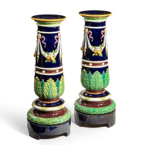 Victorian majolica jardinière stands by Minton