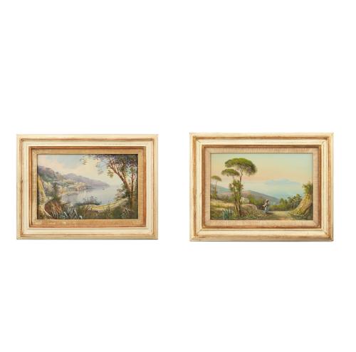 Two charming views of the Bay of Naples and Vesuvius by Maria Gianni