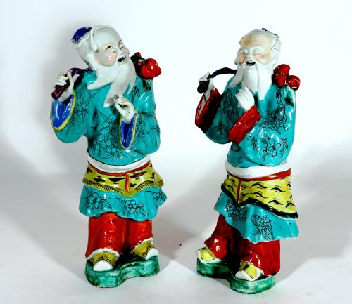 Chinese Export Porcelain Large Mythical Figures, Probably of Shouxing, God of Longevity Circa 1775
