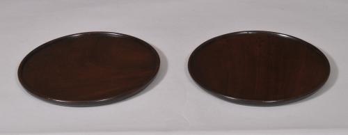 S/5274 Antique Treen Pair of 18th Century Mahogany Decanter Coasters