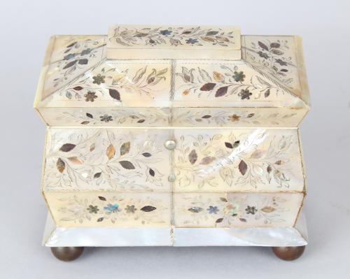 Victorian mother of pearl tea caddy