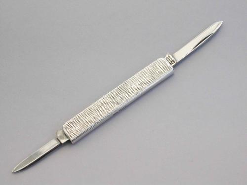 Silver Pen / Fruit Knife with Two Stainless Steel Blades