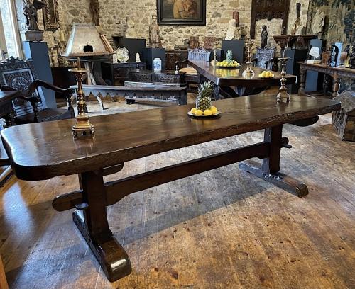 A Stunning Mid 17th Century English Oak Trestle Table. Circa 1640