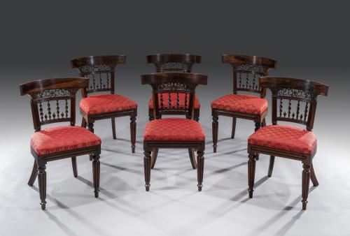 Six Rosewood Gillow Dining Chairs - set