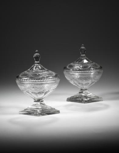 Antique pair of Regency cut glass dishes