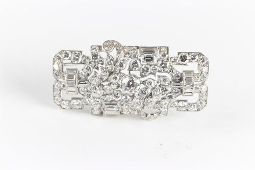 1950s platinum diamond panel brooch