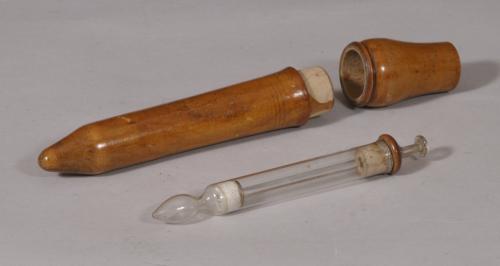 S/5376 Antique Late Victorian Glass Pipette within its Original Sycamore Case
