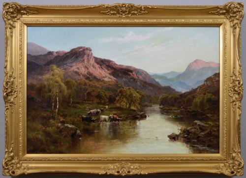 Welsh river landscape oil painting near Bettws-y-coed by Alfred de Breanski 