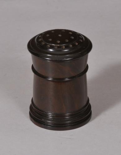 S/5408 Antique Treen 19th Century Lignum Vitae Pounce Pot