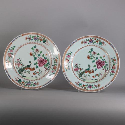 pair of peacock plates front image