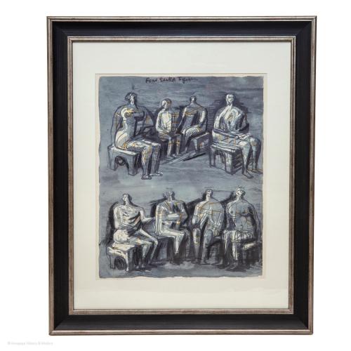 Henry Moore Four Seated Figures Off-Set Lithograph, 1958
