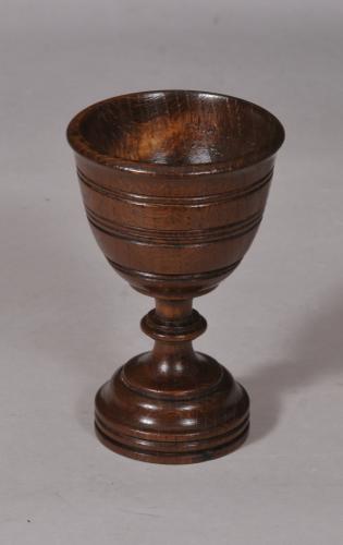 S/5451 Antique Treen 19th Century Oak Goblet Inscribed and Dated 1893