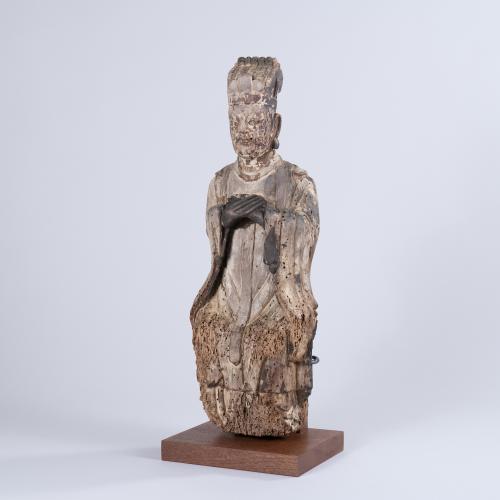 Late Ming Wooden Sculpture of a Wise Man, circa 1640