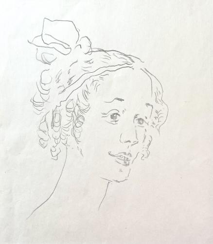 Cecil Beaton - Portrait Drawing of a Girl with a Regency Hairstyle