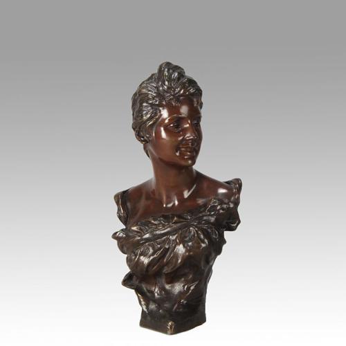 Early 20th Century Art Nouveau French Bronze entitled “Brigitte” by Van Der Straeten