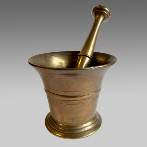 Cast bell metal and bronze pestle and mortar