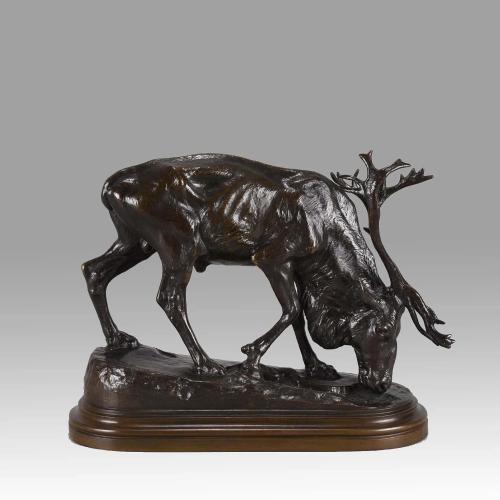 19th Century Animalier Bronze Sculpture entitled  "Reindeer" by Isidore Bonheur