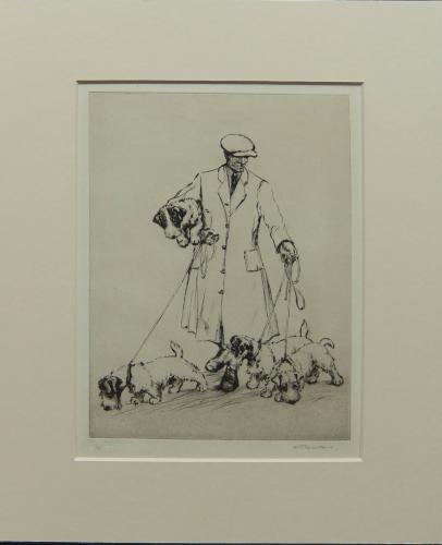 K. F. Barker "The Terrier Man" original etching
