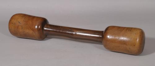 S/5495 Antique Treen Early 19th Century Large Double Ended Lignum Vitae Pestle