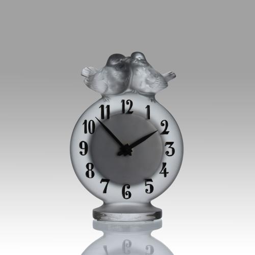 20th Century Frosted Glass "Antoinette Clock" by Lalique
