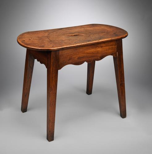 With Rounded Ends, Shaped Finger Grip and Decorative Frieze Rails  Solid Well Figured and Patinated Elm English, c.1800