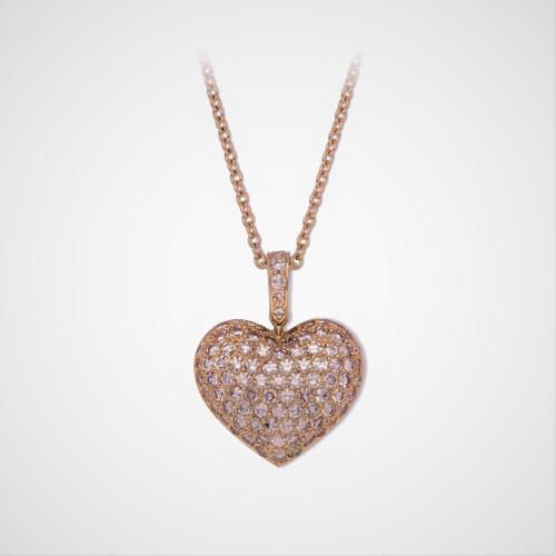 Hancocks Pink Diamond And 18ct Rose Gold Heart Shaped Pendant Contemporary