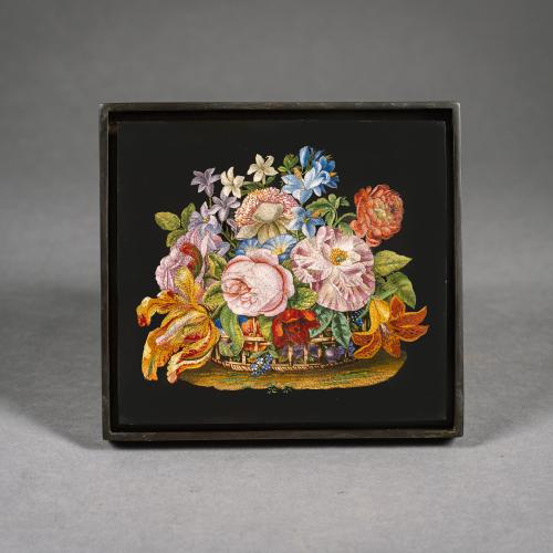A Roman Micromosaic Plaque Depicting a Basket of Flowers. Italy, Circa 1830. @adrianalanltd