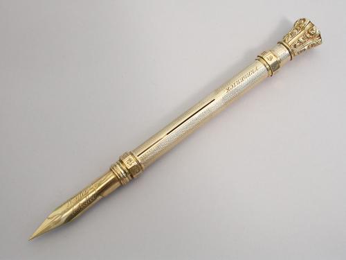 Large Mid 19th Century Benton & Fuller American Gold Pen / Pencil Augustus 