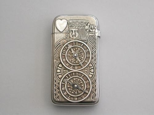 American Silver Plate Match Safe - 'King of Hearts'