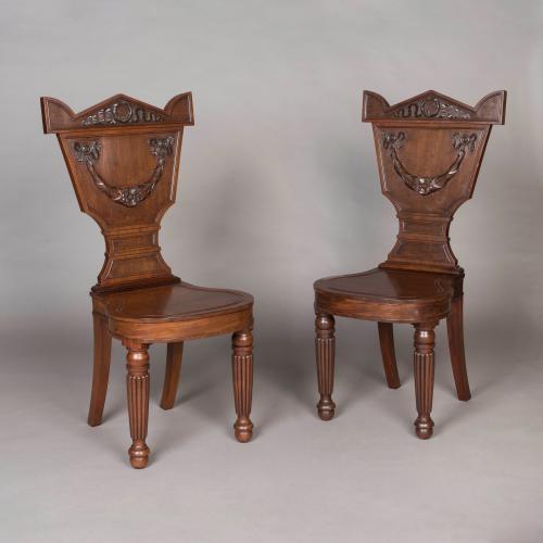 Pair of George IV Hall Chairs By William Latham Huxley