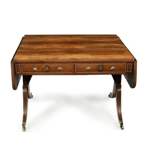 Regency brass-inlaid rosewood sofa table attributed to Gillows