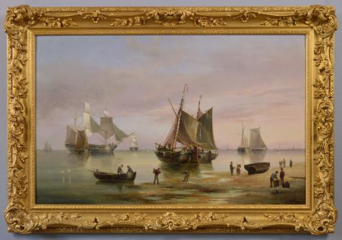Seascape oil painting of ships on the Humber Estuary by Henry Redmore