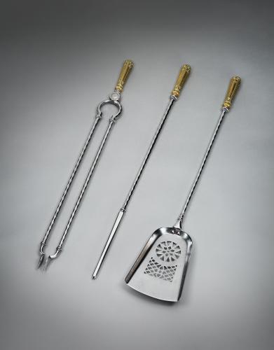 A Set of Brass and Steel Firetools