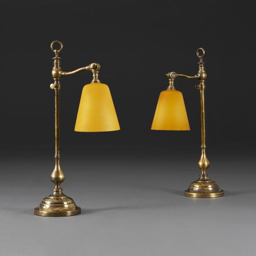 A Pair of Mid 19th Century Brass Student Lamps